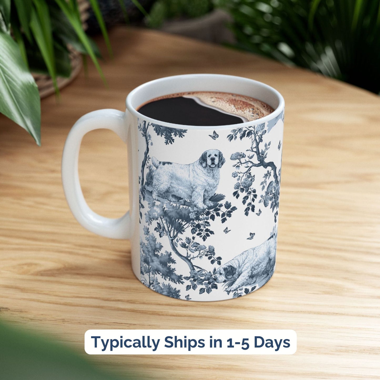 Clumber Spaniel Mug - Toile Pattern