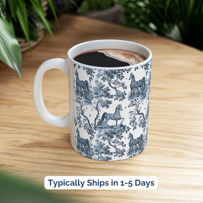 Saddlebred Horse Mug - Blue Toile Pattern