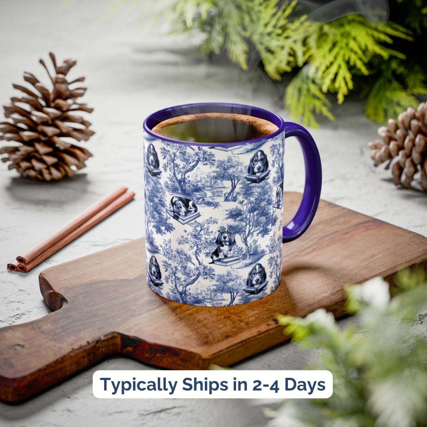 Basset Hound Toile Mug - Reading Books