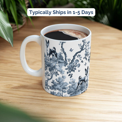 Basenji Mug - Toile Pattern