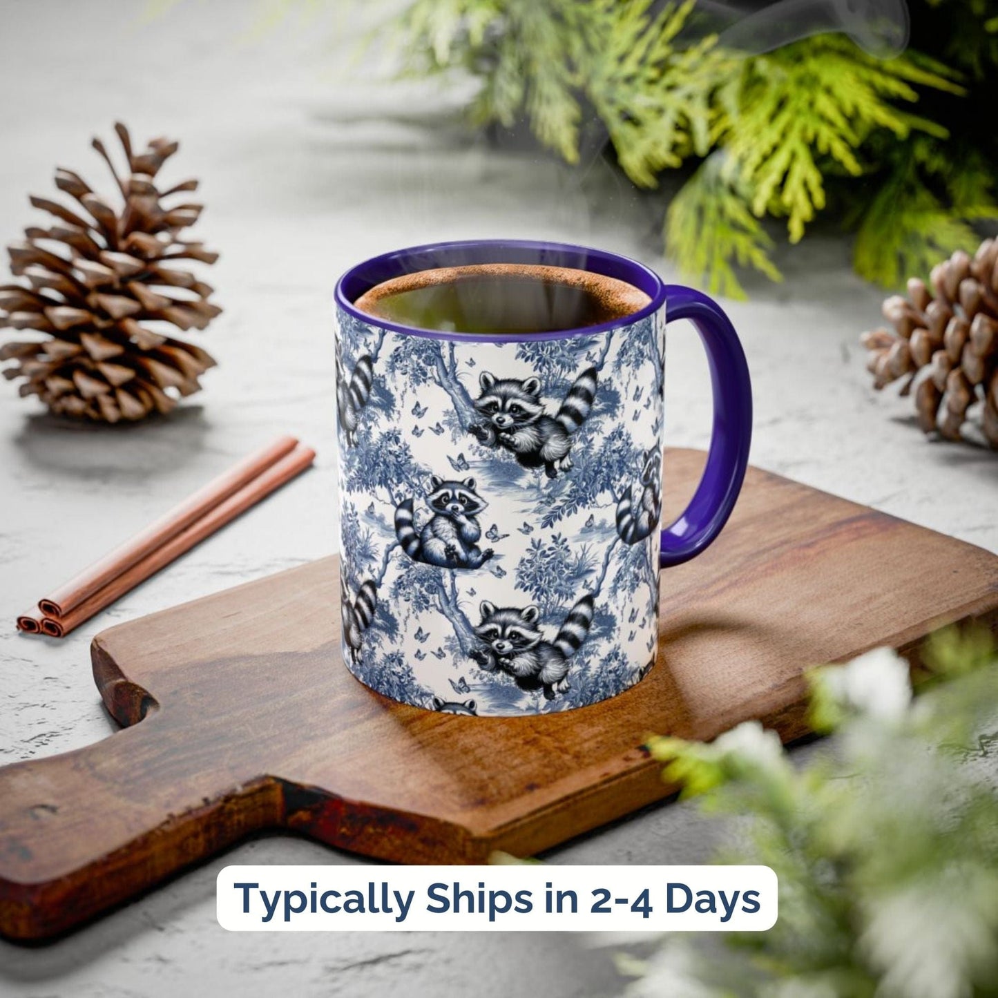 Raccoon Toile Mug