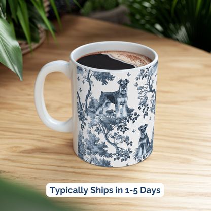 Standard Schnauzer Mug - Blue Toile Pattern