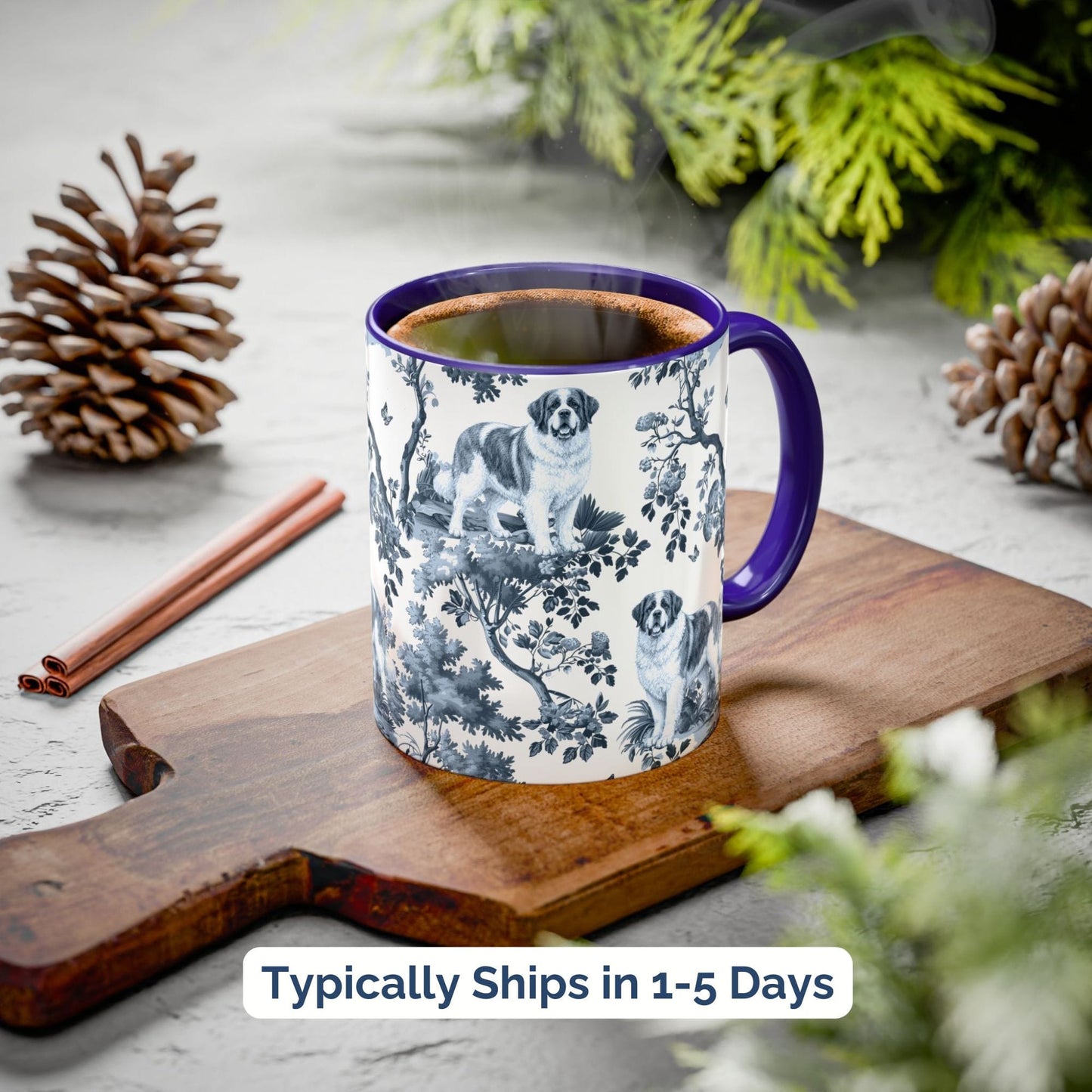 Saint Bernard Mug - Toile Pattern