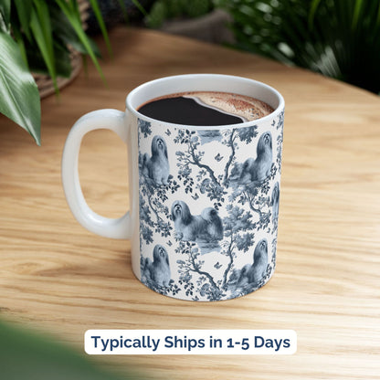 Lhasa Apso Mug - Blue Toile Pattern