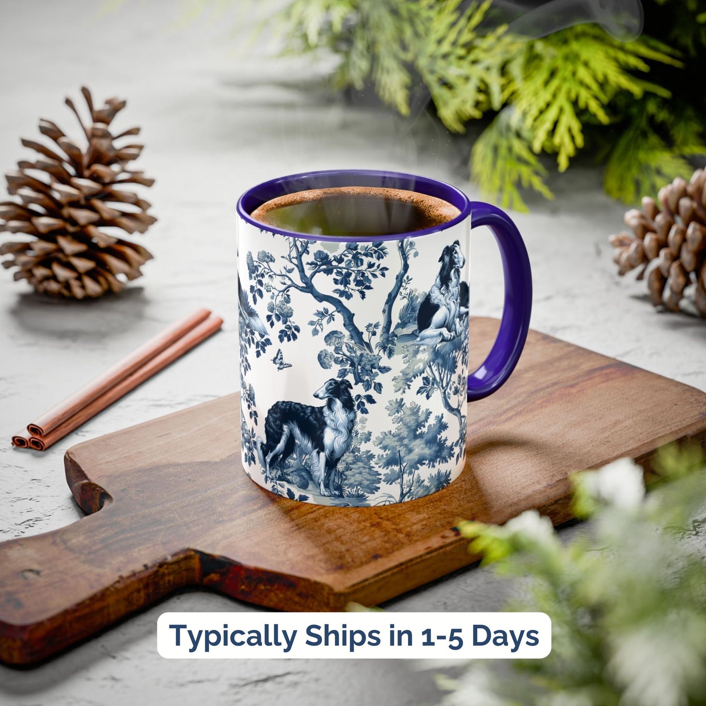 Borzoi Mug - Toile Pattern