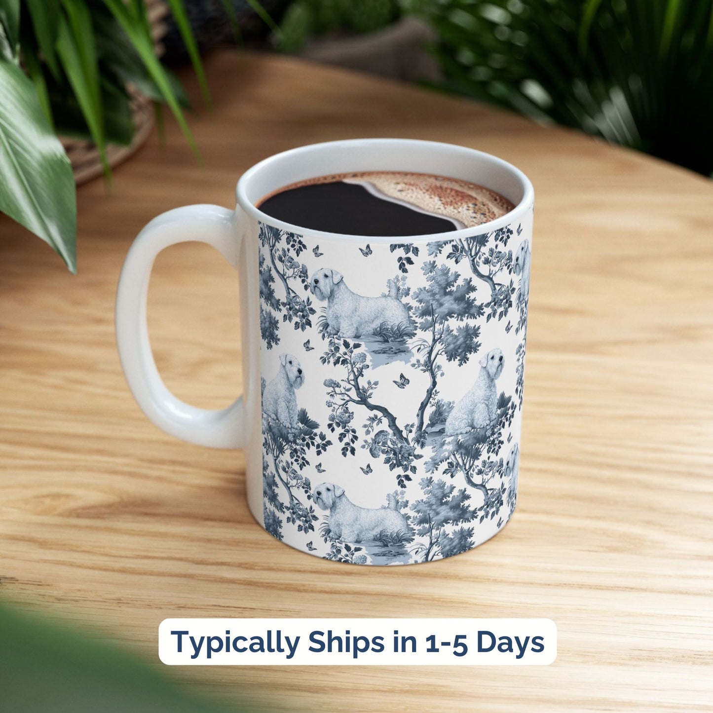 Sealyham Terrier Mug - Blue Toile Pattern