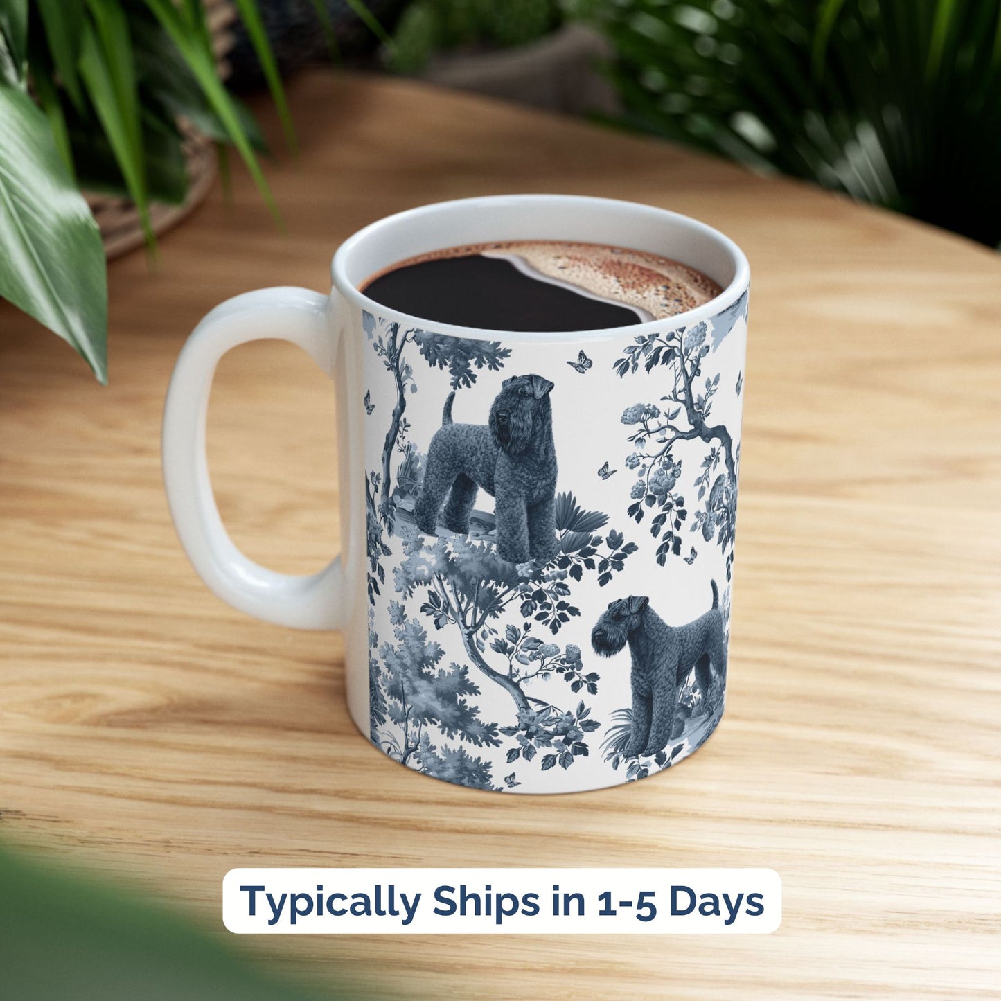 Kerry Blue Terrier Mug - Toile Pattern
