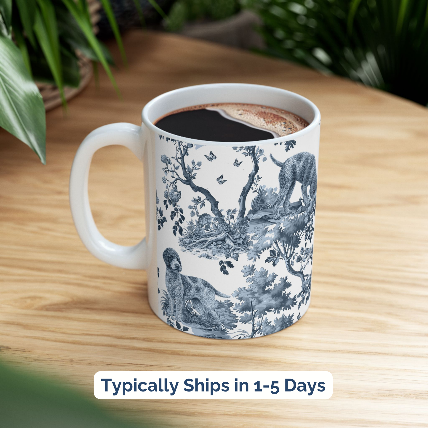 Lagotto Romagnolo Mug - Blue Toile Pattern