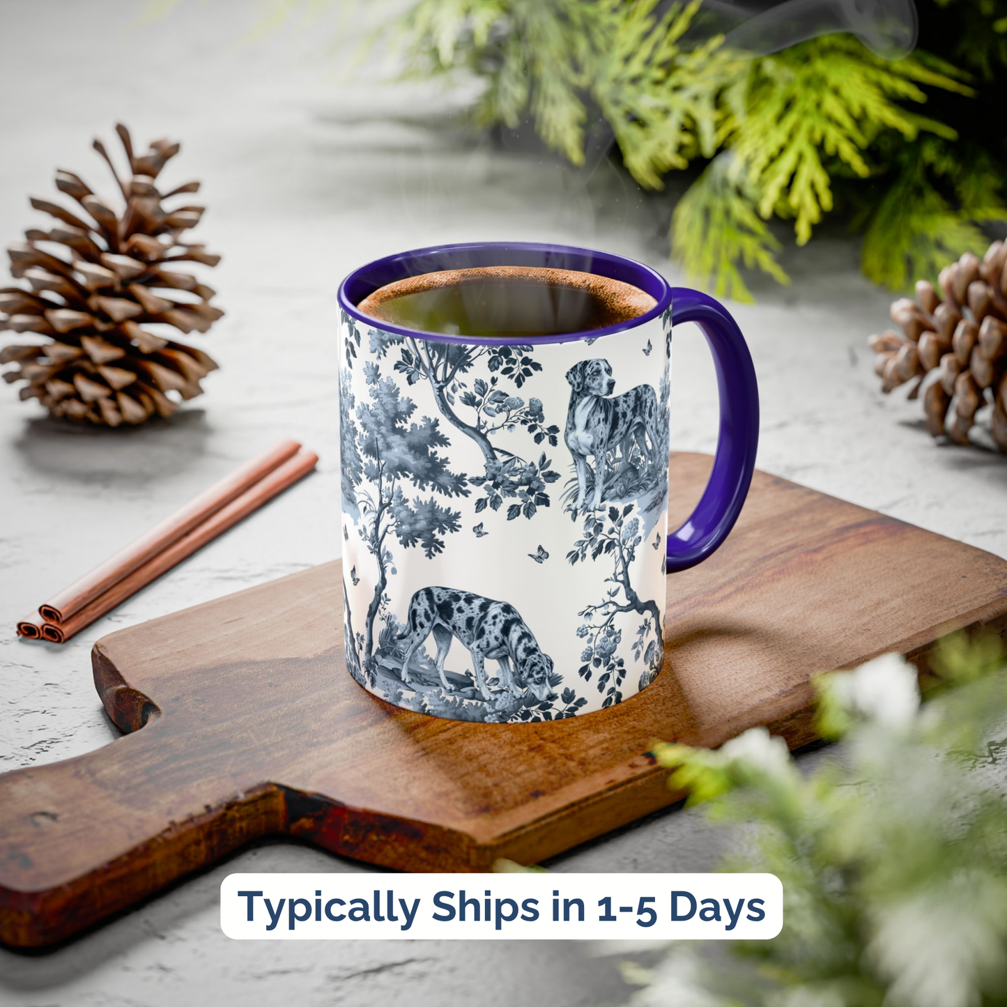 Catahoula Leopard Dog Mug - Toile Pattern