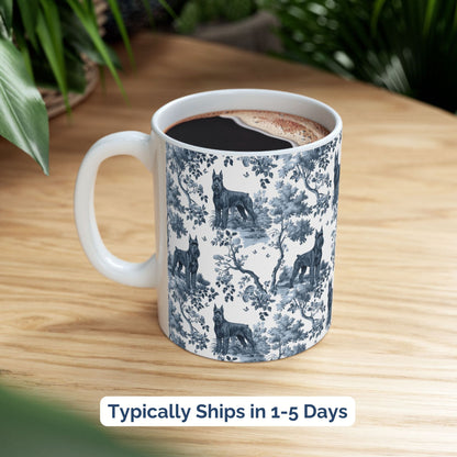 Giant Schnauzer Mug - Blue Toile Pattern