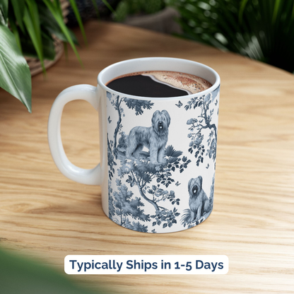 Briard Mug - Blue Toile Pattern