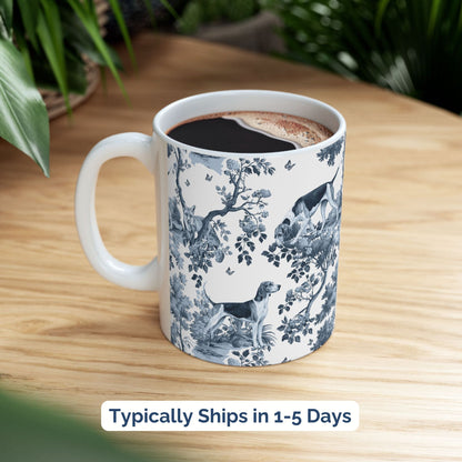 American Foxhound  Mug - Blue Toile Pattern