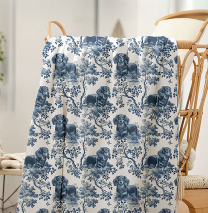 Dachshund Blanket - Longhaired Dachshund Toile
