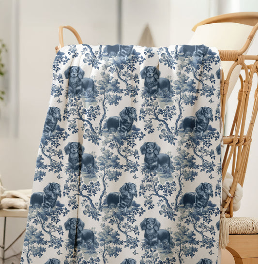 Dachshund Blanket - Longhaired Dachshund Toile
