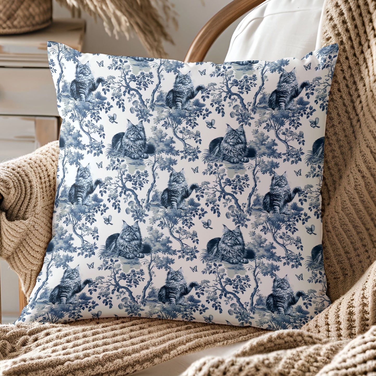 Maine Coon Cat Pillow Cover - Toile