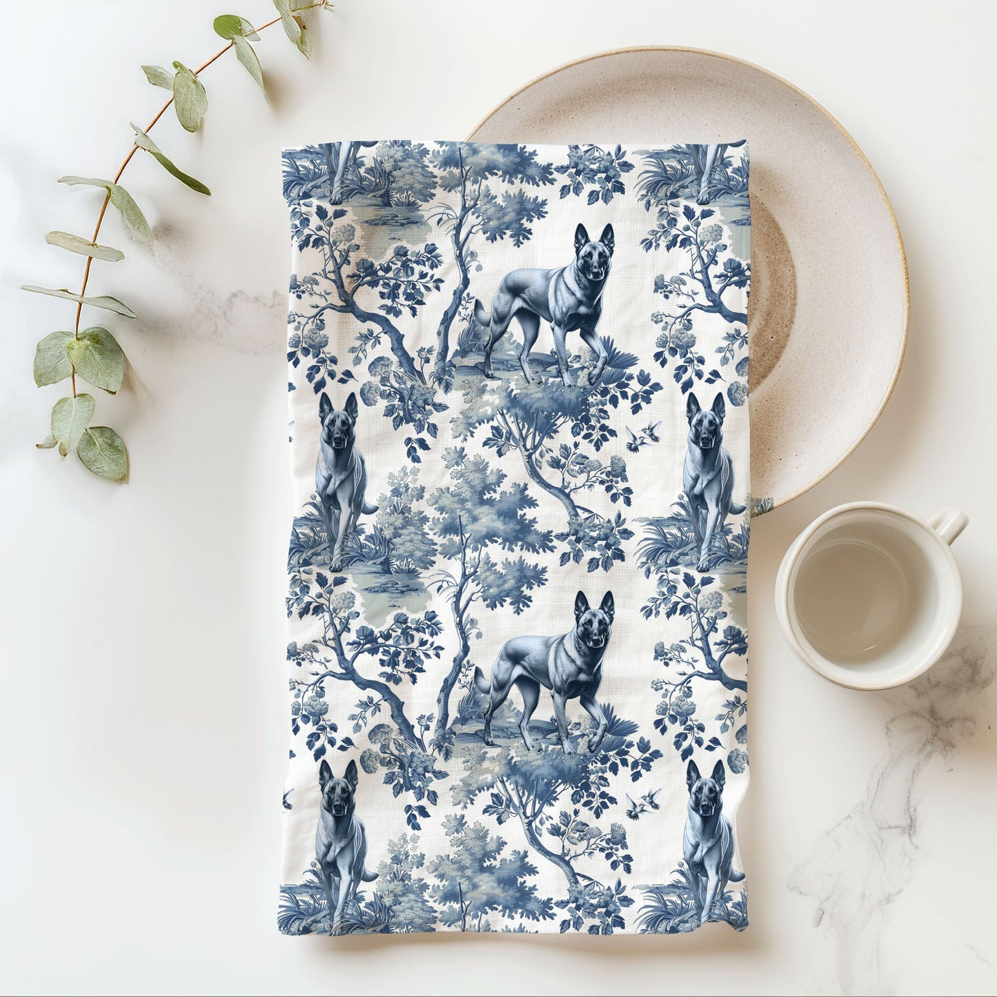 Belgian Malinois Cotton Tea Towels - Toile Pattern