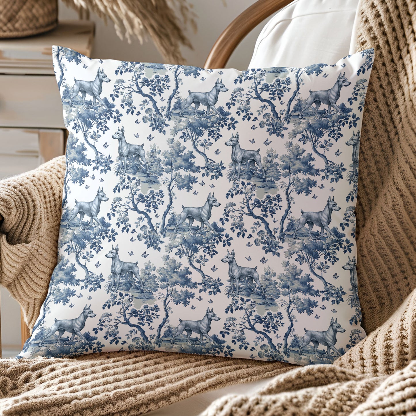 Miniature Pinscher Pillow Cover - Toile