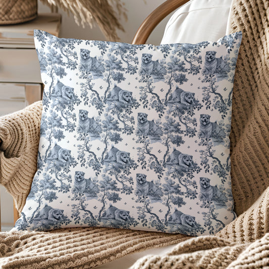 Norwich Terrier Pillow Cover - Blue Toile Pattern
