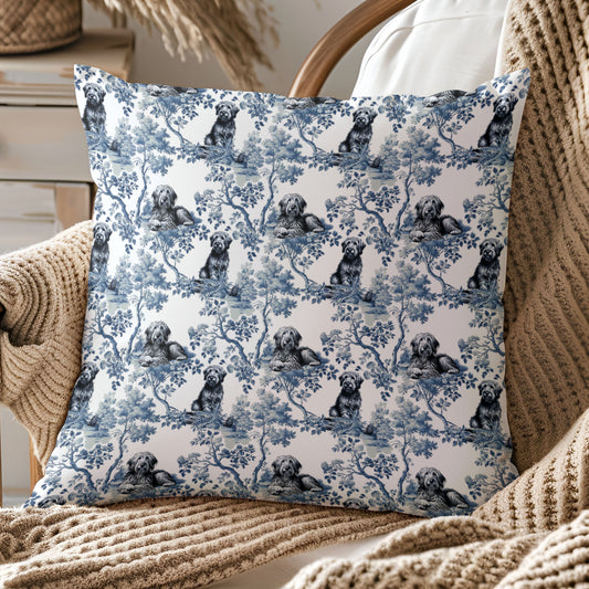 Otterhound Pillow Cover - Blue Toile Pattern