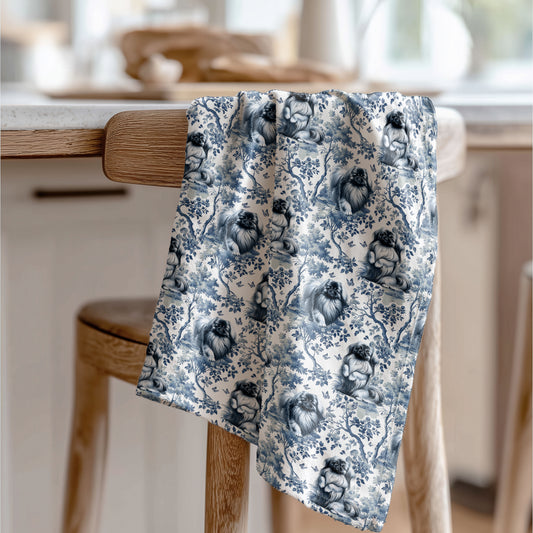 Pekingese Cotton Tea Towels -Toile Pattern