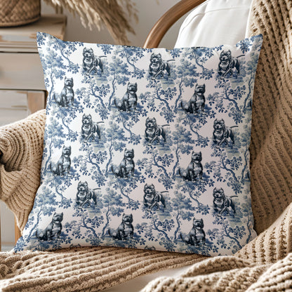 Pitbull Pillow Cover - Blue Toile Pattern