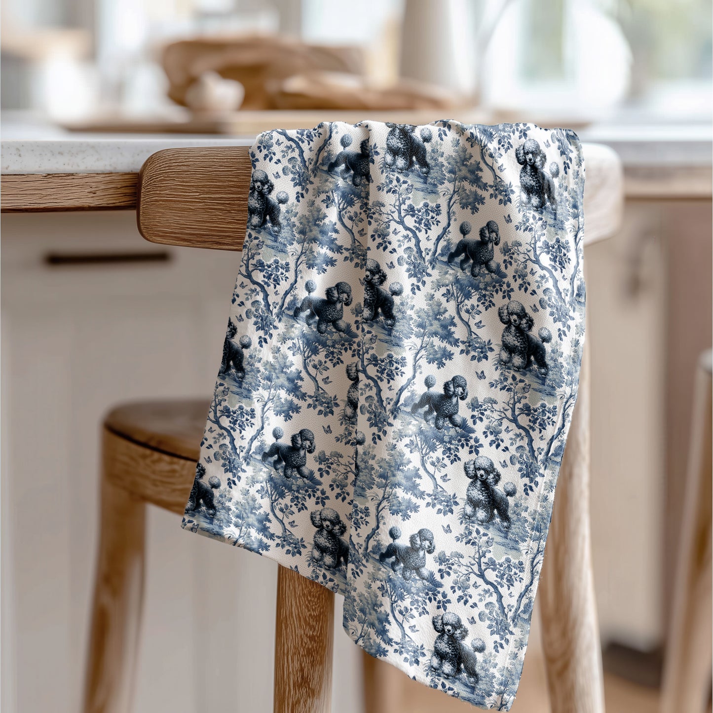 Poodle Cotton Tea Towels -Toile Pattern