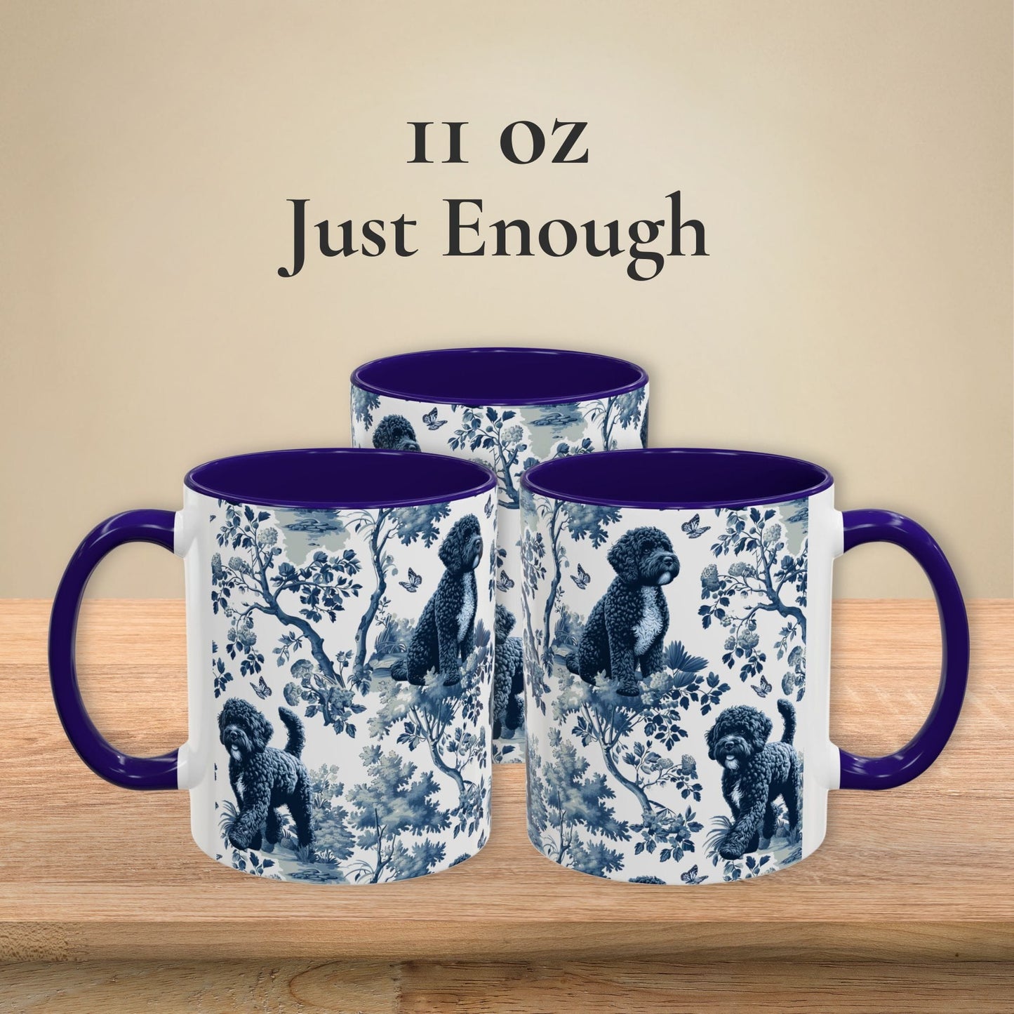 Portuguese Water Dog Mug - Toile Pattern