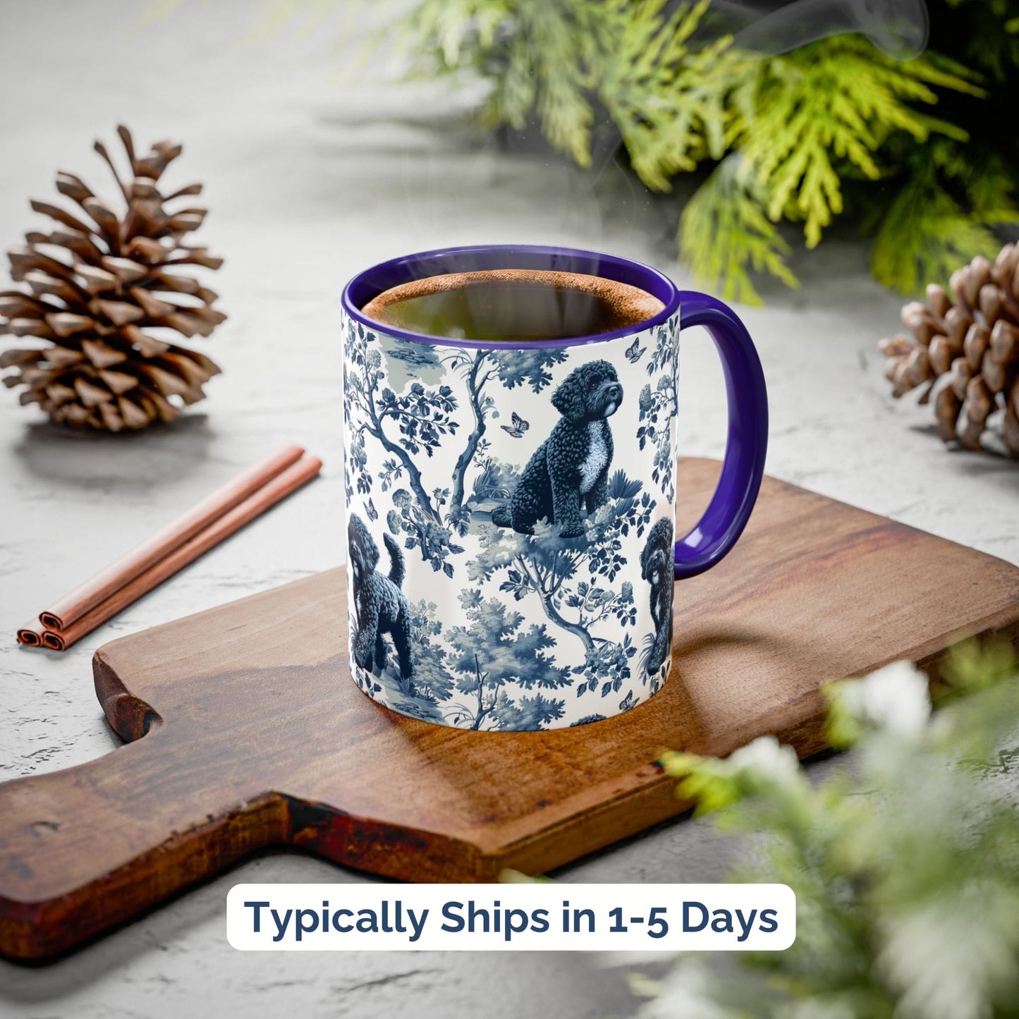 Portuguese Water Dog Mug - Toile Pattern