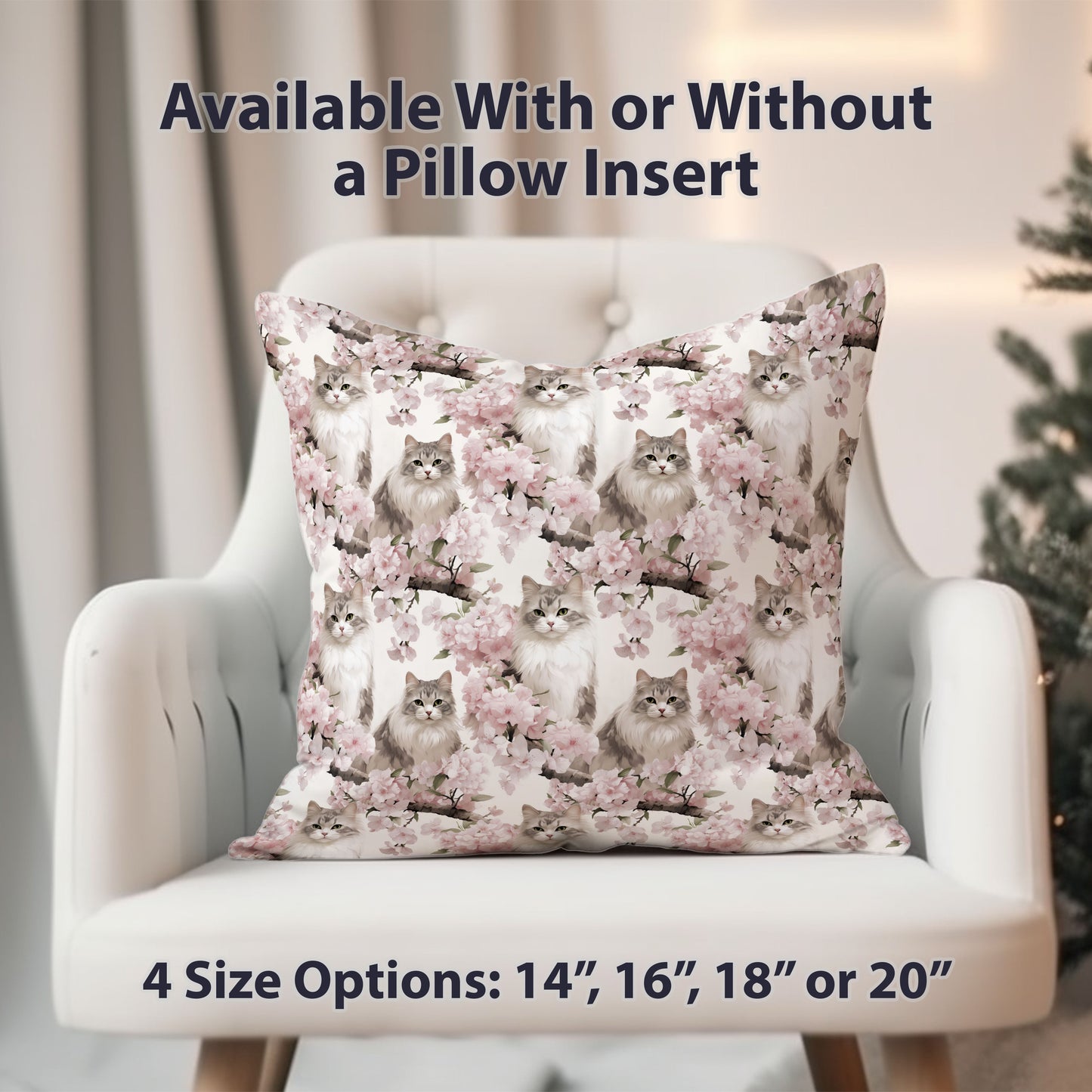 Ragdoll Cat Pillow Cover - Pink Blossom