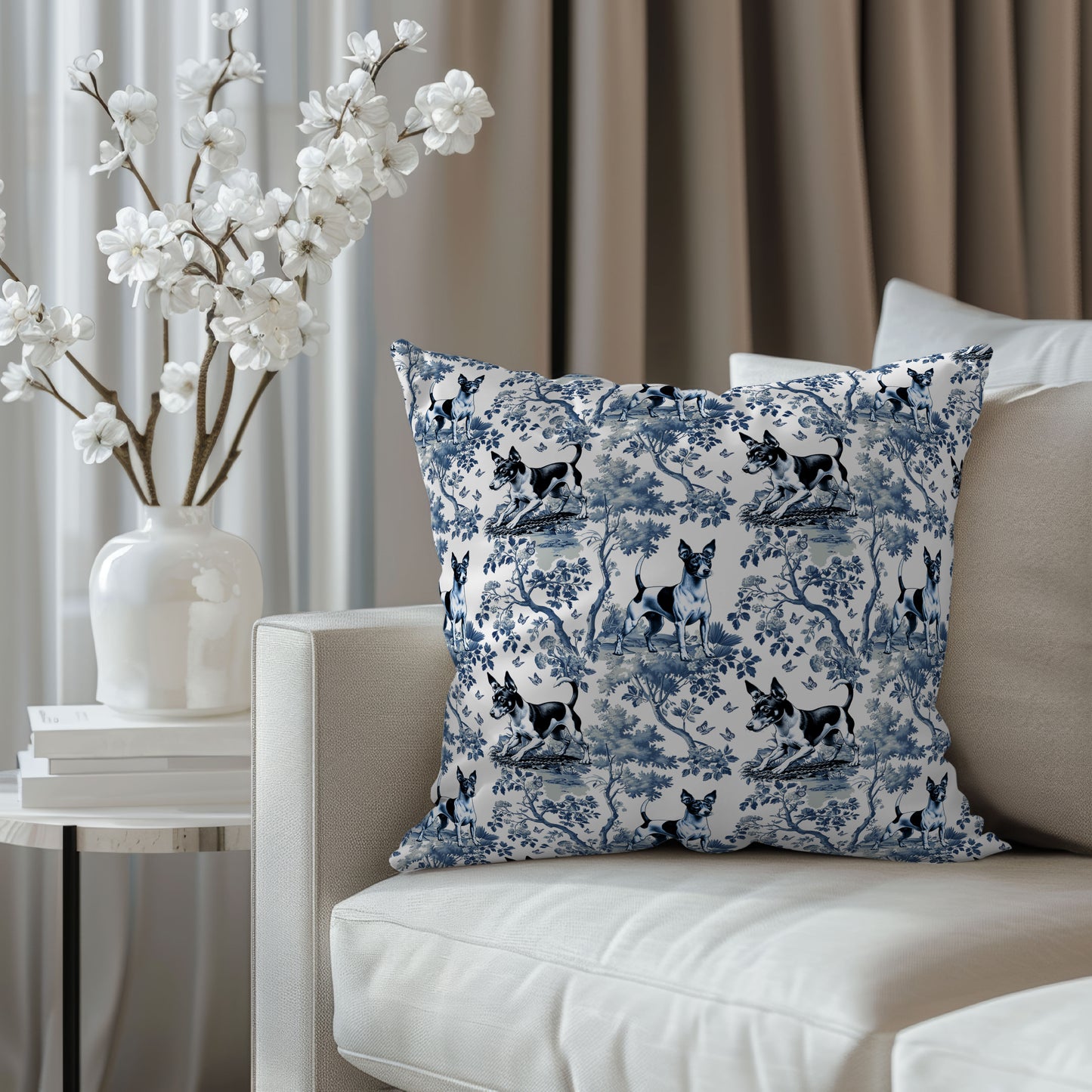 Rat Terrier Pillow Cover Gift - Toile