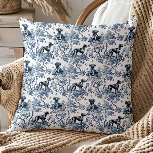 Rhodesian Ridgeback Pillow Cover - Blue Toile Pattern