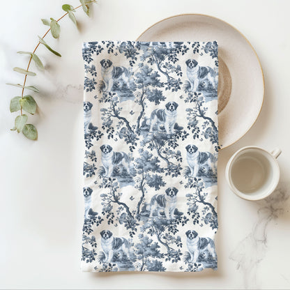 Saint Bernard Cotton Tea Towels - Toile Pattern