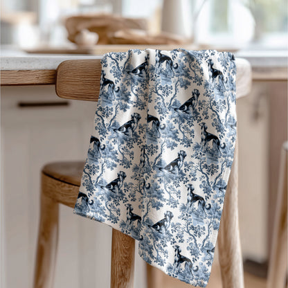 Saluki Cotton Tea Towels - Toile Pattern