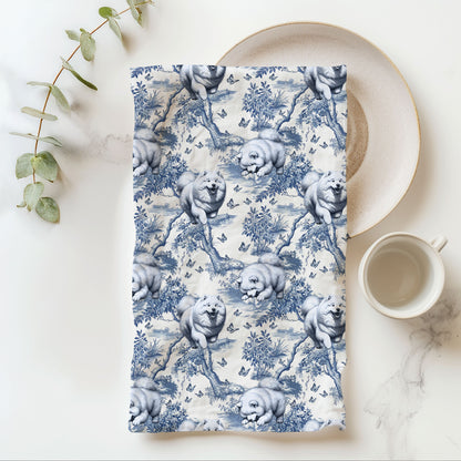 Samoyed Cotton Tea Towels - Toile Pattern