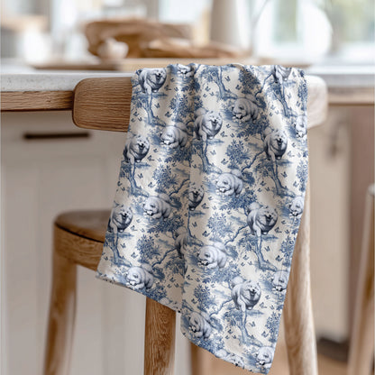 Samoyed Cotton Tea Towels - Toile Pattern