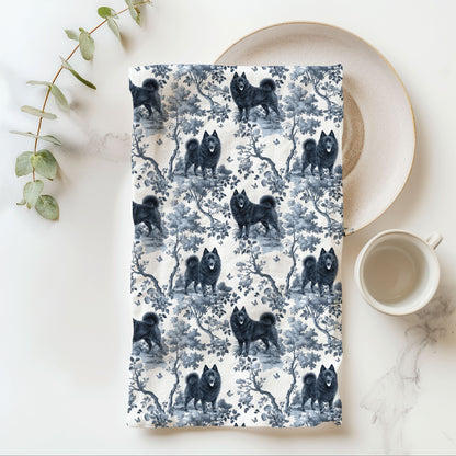 Schipperke Cotton Tea Towels - Toile Pattern