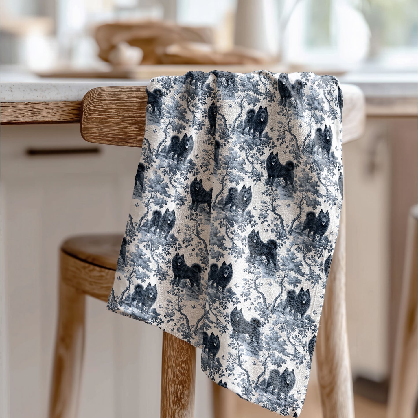 Schipperke Cotton Tea Towels - Toile Pattern