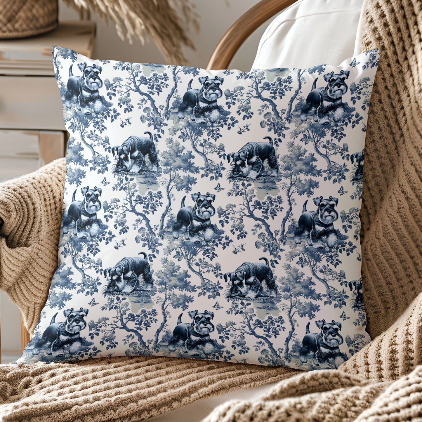 Schnauzer Pillow Cover - Toile