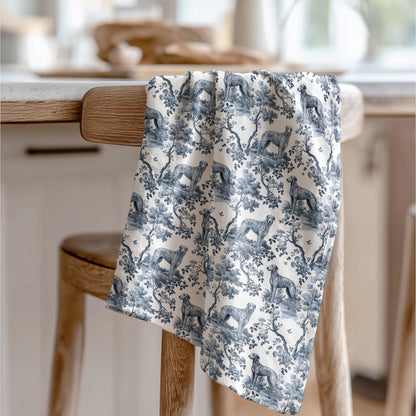 Scottish Deerhound Cotton Tea Towels - Toile Pattern