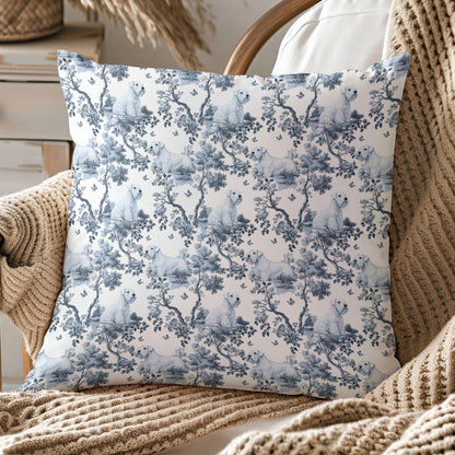 Sealyham Terrier Pillow Cover - Blue Toile Pattern