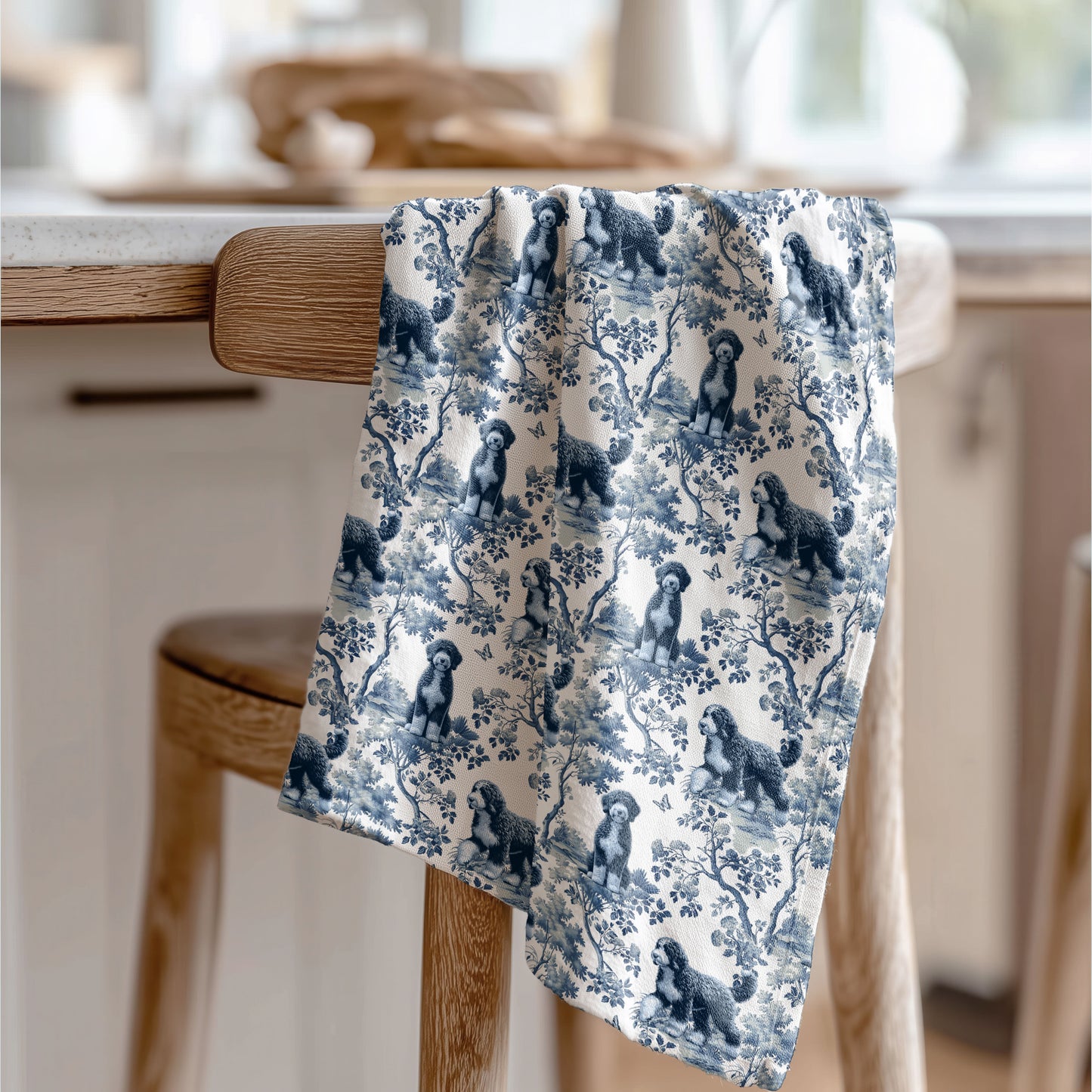 Sheepadoodle Cotton Tea Towels - Toile Pattern