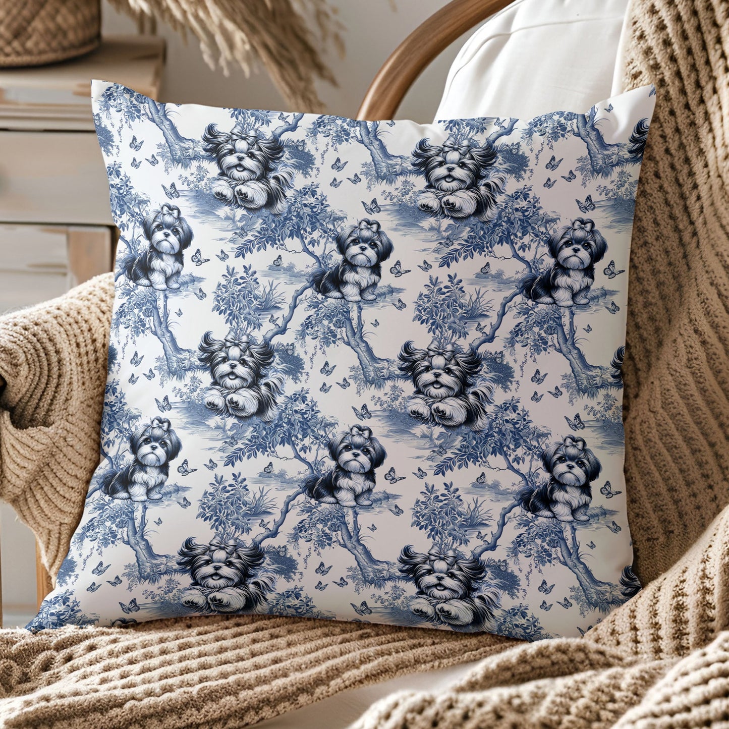 Shih Tzu Pillow Cover - Toile