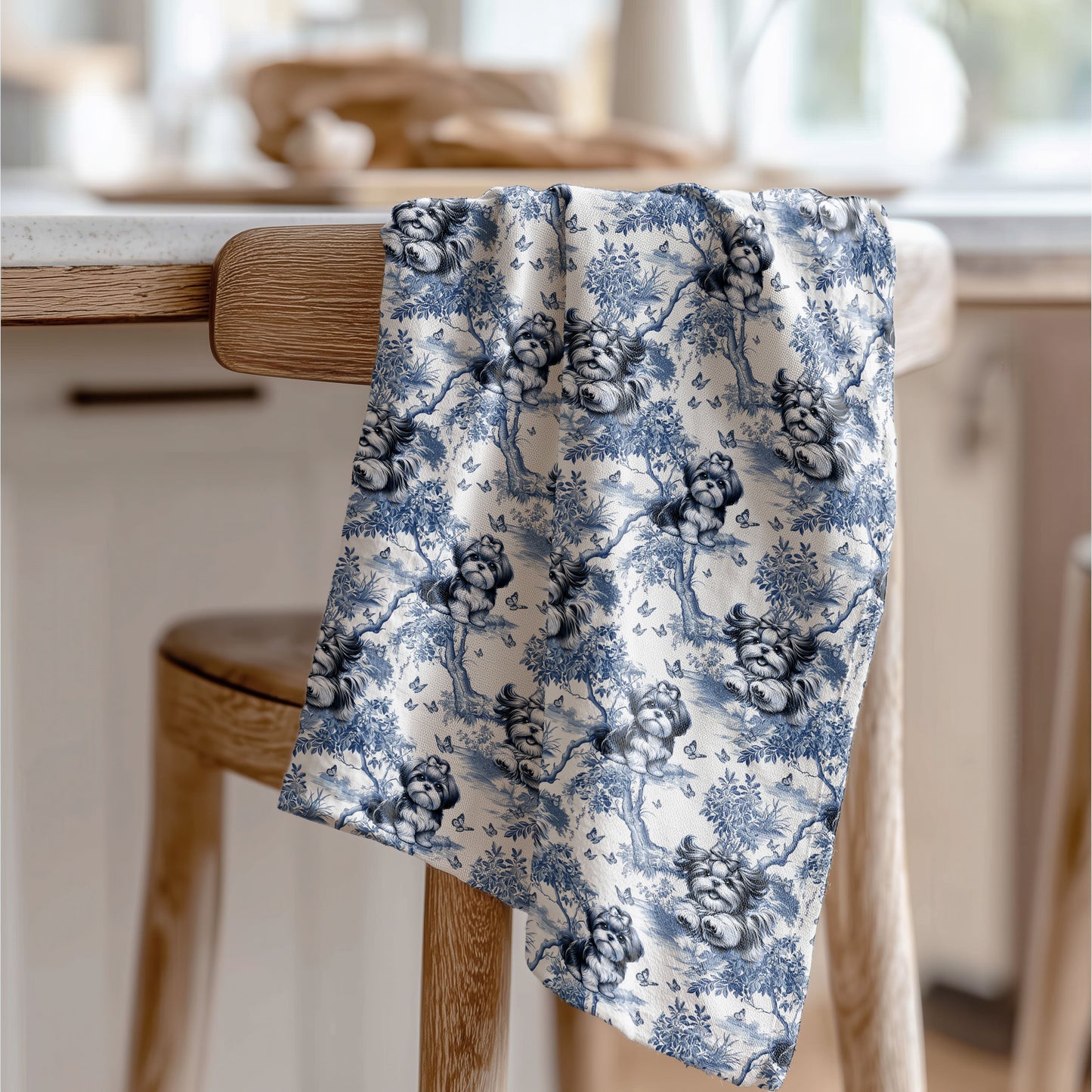 Shih Tzu Cotton Tea Towels - Toile Pattern
