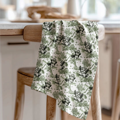 Shih Tzu Sage Cotton Tea Towels - Toile Pattern
