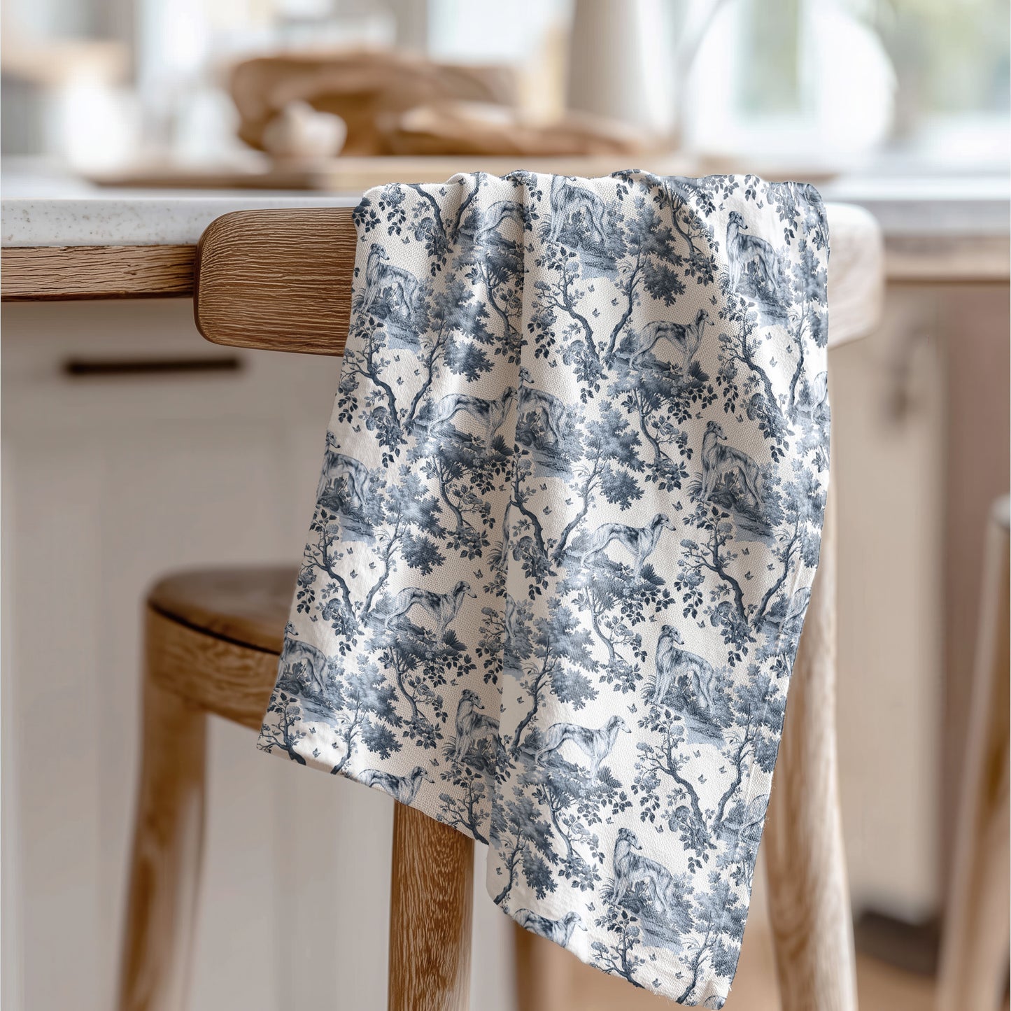 Silken Windhound Cotton Tea Towels -Toile Pattern