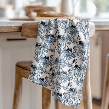 Smooth Collie Cotton Tea Towels - Toile Pattern