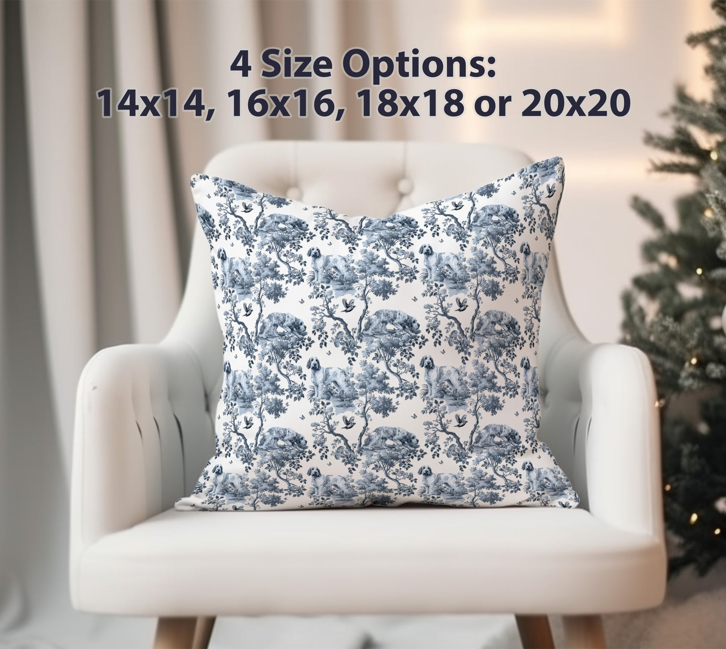 Spinone Italiano Pillow Cover - Blue Toile Pattern