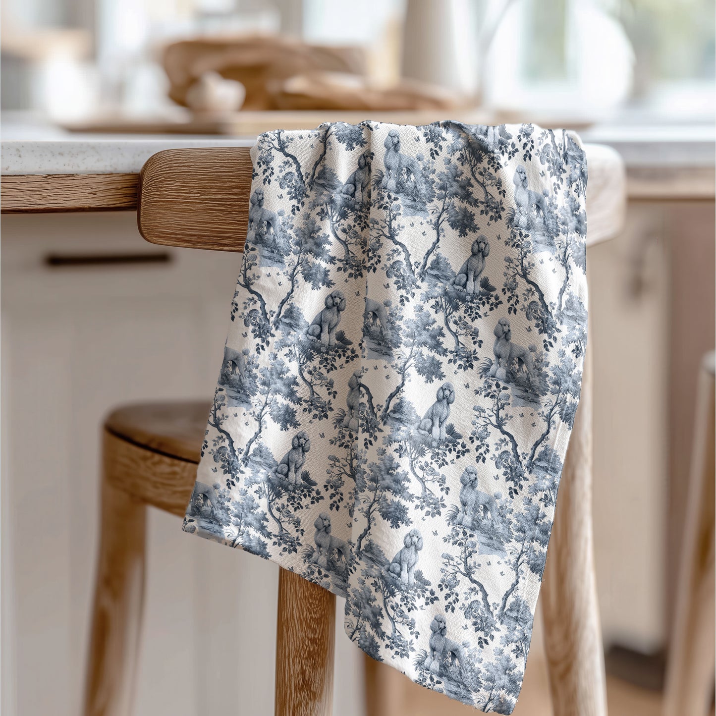 Standard Poodle Cotton Tea Towels - Toile Pattern