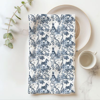 Standard Schnauzer Cotton Tea Towels - Toile Pattern