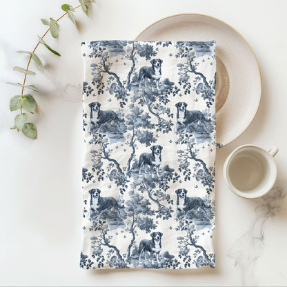 Swiss Mountain Dog Cotton Tea Towels - Toile Pattern